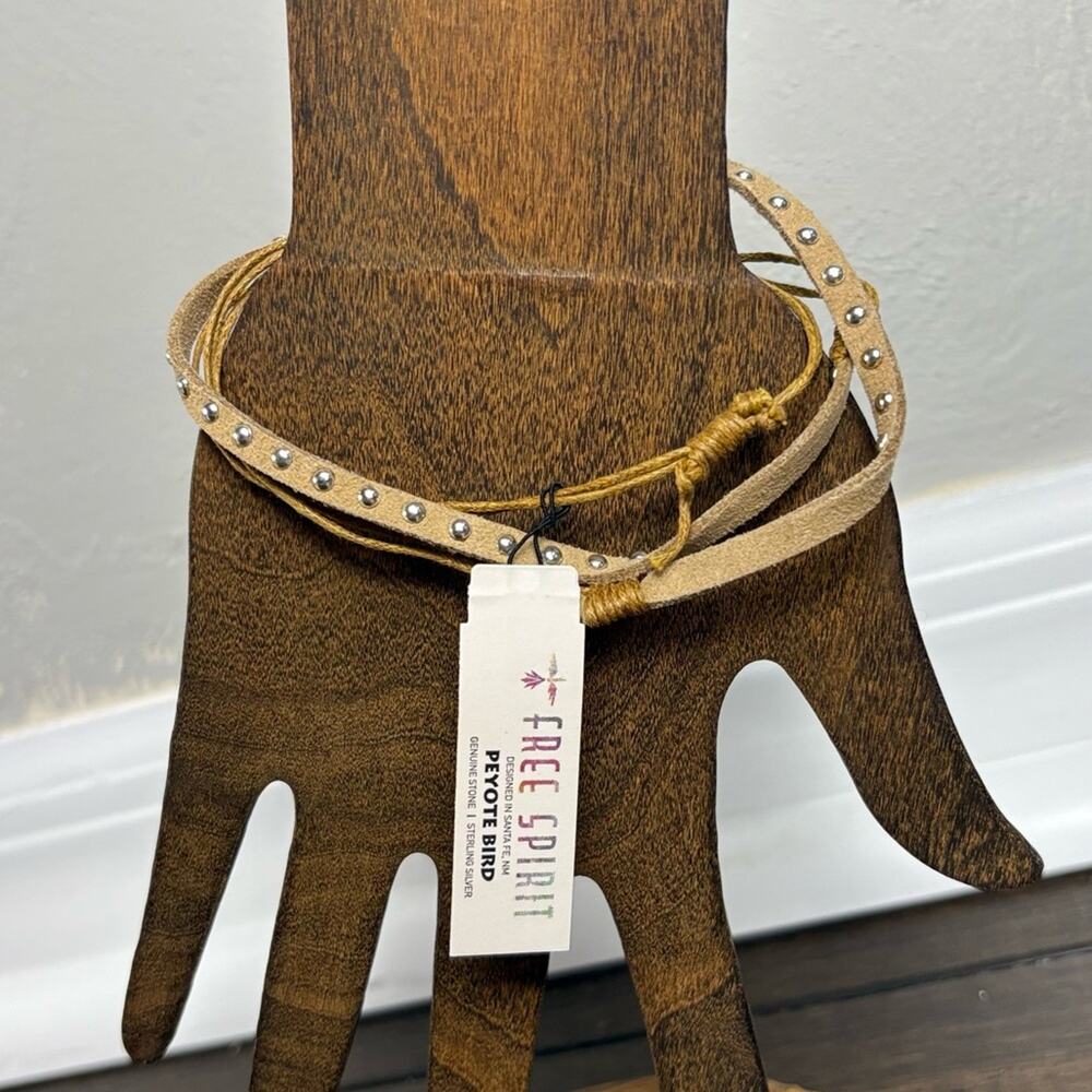 NWT Free Spirit Peyote Bird Suede Wrap Bracelet Anklet Metal Studded Adjustable